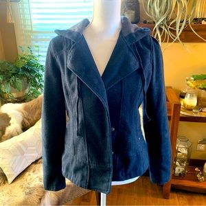 Converse wool like button up hooded jacket pea coat like